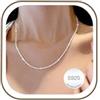 Avotto Collana da donna in argento Sterling S925 con diamanti da 2 mm, delicata e ipoallergenica, 40,6 cm, 45,7 cm, 50,8 cm, 56,9 cm, 61 cm, lunghezza 45 cm