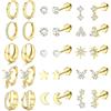 Dochais 15 Paia Orecchini Donna Orecchini Acciaio Chirurgico Piercing Orecchio a Cerchio Argento Piercing Helix Trago Conch Piercings Ipoallergenica Multi Set Piercings Orecchio Oro