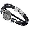 Flongo Bracciale da Uomo Donna,Stile Poker Charm Braccialetto, Pelle Lega, Regalo