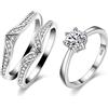 Uloveido Placcato in Oro Bianco Princess Crown Rings Enhancer per Donne Fidanzamento Anniversario di Matrimonio Gioielli Anello Regalo con Cristalli CZ