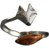 CrownOfRibbons Anello regolabile a forma di volpe con coda di arancio, design animale in argento