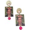 stylen Orecchini Pendenti Geometrici da Donna, Orecchini Rettangolari in Legno e Pietra Agata Fucsia, Gioielli Artigianali Dorati Stile Boho Chic, Idea Regalo.