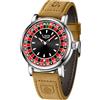 SACOSDING Orologio da uomo, unico stile roulette, al quarzo, analogico, 45 mm, in lega, impermeabile, luminoso, cinturino in pelle squisito e resistente, orologio da polso casual alla moda