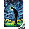 UVTMWVTCUSIQ Giocatore di Golf Notturno Puzzle 1000 Pezzi Carta per Adulti Scena Artistica Stellata Puzzle per Famiglia Relax Decorazione Regalo 38x26cm/1000pcs