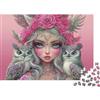 KQJZXNHPGR Gufo Corona Floreale Rosa Puzzle 1000 Pezzi Carta Puzzle per Adulti Famiglia Relax Casa Regalo 52x38cm/1000pcs