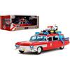 Jada Toys Transformers X Ghostbusters ECTO-1 Die-Cast Metallo in scala 1:24, rosso/bianco