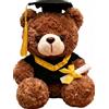FGen Orsacchiotto per la Laurea, Orsacchiotto Peluche, Orsetto di Peluche, Regali Laurea, Orso di Peluche con Diploma e Cappello di Dottore, per Scuola Laurea Decoro (Orso bruno con nappa gialla)