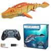 Adius Barca Telecomandata Mosasaurus 2.4GHz, Nuotatore con Luce Spray RC per Bambini, di simulazione Mosasaurus, Piscine e Laghi Giocattolo Spruzzare Acqua (Giallo)