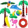 Yetech Palme Gonfiabili 9 Pz Set Decorazione per Feste Hawaiane Giocattoli Fenicottero Gonfiabile Banana Pappagallo Delfino per Luau Decorazione del Partito Sfondo Spiaggia