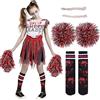 Spooktacular Creations Costume da Cheerleader di Halloween da Zombie, Costume da Cheerleader Morta per Ragazze, Vestito da Cheerleader per Giochi di Ruolo per Feste di Halloween-L