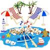 JRJRN 18PCS Set Spiaggia in Miniatura, Micro Paesaggio Da Spiaggia, Mini Sedia a Sdraio, Decorazione in Miniatura per Fai-Da-Te E Giardino