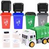 Bemonew Giocattolo del Camion della Spazzatura, Gioco di classificazione dei Giocattoli del Camion della Spazzatura con 4 bidoni con Caricatore Posteriore e schede Flash illustrate Spa