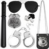 SHOWHEEL Costume della polizia per bambini, set di accessori per costume della polizia, manette della polizia, distintivo, bacchetta da sole, detective Cop Swat FBI, costume di Halloween, feste di