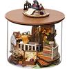 ELPHNUTSEY Kit per casa delle bambole in miniatura fai da te, kit per casa delle bambole in legno 3D, casa magica con copertura antipolvere e LED (casa magica)