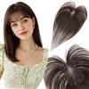 Elailite Hair Topper Donna Capelli Veri Clip 14g 28cm Protesi Toupee Posticci Toupet con Frangia Silk Lace 7x11cm #2 Marrone Scuro
