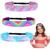 Xinjieda 3 fasce elastiche per bambini, antiscivolo, per ragazze, fasce elastiche per capelli tie dye, fasce elastiche per bambini e ragazze (1+2+3 colori)