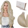 Hetto Extension Capelli Veri Biadesivo Biondo chiaro - Remy Capelli Umani Tape Estensioni, Invisibile Adesive, Look Naturale per Uso Quotidiano 20pcs 30g 30cm