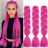 Gairyan Extension per Treccine Africane Extension Capelli Finti per Treccine Afro 60cm Ombre Kanekalon Treccia Capelli Sintetici Crochet Twist Jumbo Braids 3 Pezzi (Fucsia Vivace)