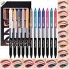 Baorder Set di 13 ombretti in stick bicolore, ombretti in crema dai colori brillanti e nero opaco, kit di matite per illuminare gli occhi, texture morbida, altamente pigmentati, trucco per Halloween