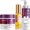 Karseell MACA CARE SYSTEM Set Professionale Antigiallo Maschera Viola 500ml Shampoo Viola 500ml Siero Olio di Argan 50ml per Capelli Biondi Platino e Grigi Idratante Riparatore Antifrizz