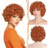BARSDAR Corto Ricci Parrucca Zenzero Rame, Corto Sintetico Arancione Rosso Ondulato Parrucca per le Donne Roper Costume Parrucche Festa Disco Afro Riccia Anni '70 Halloween