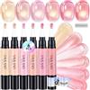SAVILAND Penna Smalto per Unghie Lunga Durata 6 Colori Nude Trasparenti | Gel Rosa Chiaro con Effetto Blush e Magnete, 3 in 1 Base, Colore e Top Coat, kit da Viaggio Portatile, Manicure fai da te