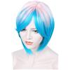 Linfairy Parrucche di Halloween Linfairy Ombre corte per donna Rosa + blu