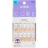 KISS Core - Unghie finte a pressione, con punta francese, If You Dare, colore bianco, con vero taglio a squoval, 32 pezzi