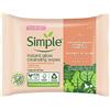 Simple Protect 'N' Glow Instant Glow - Salviette biodegradabili dermatologicamente testate, per pelli sensibili, 20 salviette