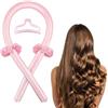 zalati Bigodino per capelli Curling Rod Fascia di seta con clip Schiuma a nastro senza calore onda morbida per kit di styling dei capelli fai da te - rosa
