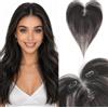 Silk-co 3D Hair Topper per Capelli Veri Donna con Clip Nero Naturale, 28cm 13g Hand-tied Toupet Toupee Leggero con Frangia Centrale
