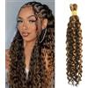 Rebasar Human Braiding Hair Wave Capelli Umani Boho Braids Natural P4/27 Color Ricci Braiding Bundle Brasiliana Blonde Highlight 50g 16 Pollici