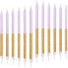 mciskin Candele di compleanno viola oro per torta, 12 candele viola decorazioni per torte per feste di compleanno, candele lunghe oro brillante, candele alte glitterate, baby shower, anniversario di