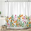 Bovlleetd Fiore Tenda da Doccia 152x183cm Pianta Floreale Acquerello Semplice Elegante Scena Primaverile Decorativo Impermeabile, Lavabile in Poliestere Tende da Bagno con 10 Ganci per Vasca da Bagno