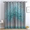 TZKRWRH Tende blu navy Albero dei fiori motivo floreale, con occhielli, per soggiorno, botanica, semitrasparente, per casa colonica, camera da letto-A240 x L140 cm (2 Pannelli)