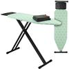 Relaxdays Asse da Stiro Pieghevole, Tavolo Ferro a Vapore, Piano per Stirare Salvaspazio 123x39 cm,Copriasse, Verde Nero