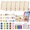 Rwbimti 6 cornici portafoto da dipingere per bambini (19 x 14 cm), a forma di onda, in legno, con 6 varietà di pietre glitterate e adesivi 3D, per matrimoni, anniversari, compleanni, festa della mamma