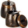 Jokisa Posacenere Set di 2 da Esterno, Posacenere Retrò in Acciaio Inox con Coperchio per Uso Interno ed Esterno, Posacenere a Vento con Base Antiscivolo per Bar e Balconi da Giardino (S)