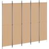 vidaXL Paravento a 5 Pannelli Beige 250 x 220 cm Tessuto, Sala, divisore moderno, schermo privacy pieghevole, separatore in tessuto, struttura in ferro, spazio interno