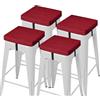 AddGrace Set di 4 cuscini antiscivolo per sgabello da bar, quadrati, con laccetti, con fodera lavabile in lavatrice, 30,5 x 30,5 x 5 cm (rosso)