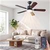 YuYe Ventilatore da soffitto con luce, 3 temperature di colore e 6 velocità, ventilatore a soffitto a LED con lampada, controllo tramite app/telecomando, timer, pale reversibili (Nero, 108CM)