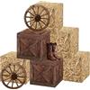 FSADASY Decorazioni per feste di compleanno con cowboy occidentale, 9 pezzi, scatole di balle di fieno occidentali, decorazioni per bagagliaio o dolcetti, kit di decorazione per auto con ruote di fieno e