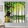 Kzzfqxb 117x183cm Tende con tasca per asta 2 pannelli, Spa Verde Bambù Trasparente acqua Ciottoli Candela Yoga Rilassante Finestre Tendaggi, Decorazione Zen per Camera da Letto Soggiorno