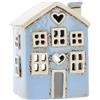 Home of Christmas Casa delle luci | Casa per lumini | Casa illuminata | Portacandele | Ceramica (azzurro/bianco 12,5 x 9 x 7,5 cm)