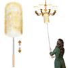 EUIOOVM Spolverino telescopico in lana d'agnello, lavabile, 130 cnm, lungo, allungabile, per coperte e superfici delicate, privato, ufficio, auto