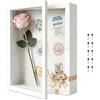 JUNANDHBAO Cornice 3D, 28 x 35 cm Cornice profonda con chiusura magnetica, Cornice per oggetti, Shadow Box da parete, Shadow Box da riempire con penne, per foto, opere d'arte fai da te (Bianco)