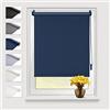 Eurohome Tenda a rullo oscurante termica, 45 x 130 cm (larghezza del tessuto 41 cm), fissaggio senza fori, con rivestimento dello stesso colore, per finestre e porte