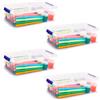 ACAN Tradineur - Confezione da 4 scatole portaoggetti in plastica trasparente, 2 litri, impilabili con coperchio 7,5 x 25,5 x 16,8 cm, chiusura a scatto, made in Spagna