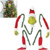 JQTOP Regali per decorazioni dell'albero di Natale, Punta albero Natale, Testa/Braccio/Gamba elfo per albero, Gamba elfo imbottita bloccata sulla punta, Ganci ghirlande ornamento