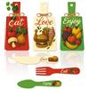 PH PandaHall 6pz Decorazioni da Parete per Cucina Set di Cartelli per Mangiare, Decorazione da Parete con Forchetta e Cucchiaio in Legno per Cucina Sala da Pranzo Casa, Ortaggi e Frutta